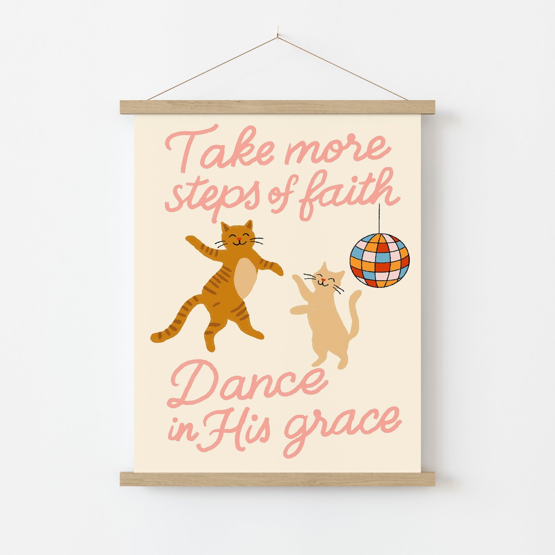 Danse dans Sa Grâce, Art mural chrétien – Impression de foi drôle de chat