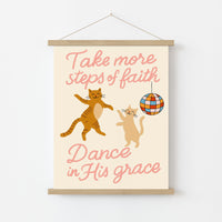 Danse dans Sa Grâce, Art mural chrétien – Impression de foi drôle de chat