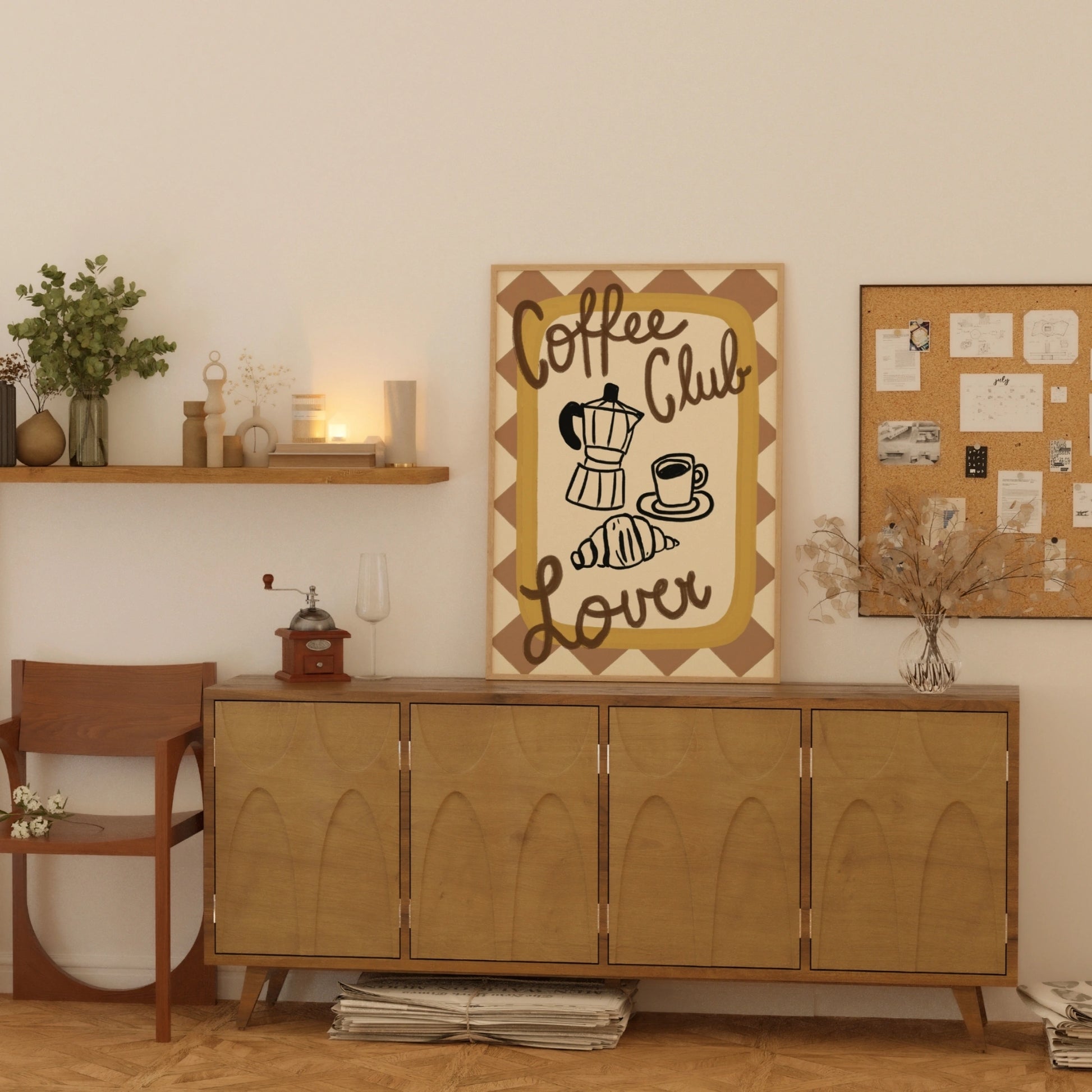 Decorazione murale per la tavola da pranzo italiana – Stampa di pasta, vino e cucina