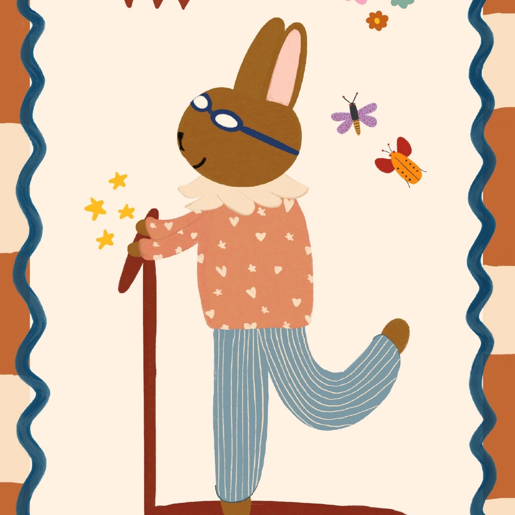 Stampa per cameretta dei bambini "Coniglietto vintage su scooter"