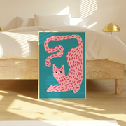 Curvy Pink Cat - Poster costiero