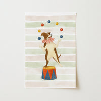 Circus Dog Nursery Print - Cute Juggler Wall Art for Kids