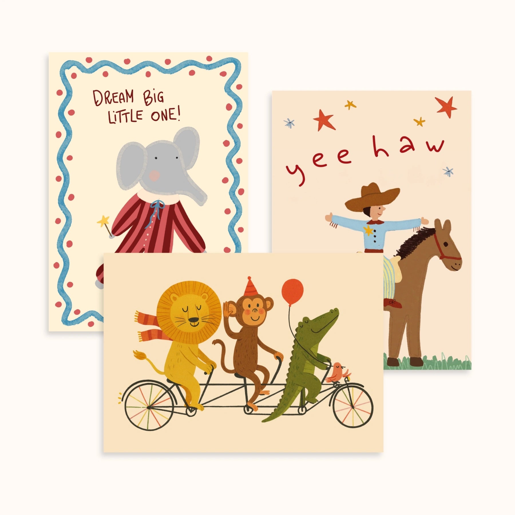 Set de 3 láminas infantiles de rodeo