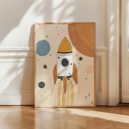 Rocket Ship Wall Art – Space Nursery Poster