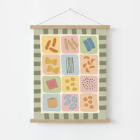 Poster con tabella illustrata della pasta colorata