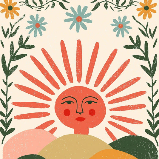 Sunrise Face Wall Art – Whimsical Sun Print