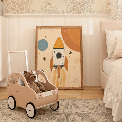 Rocket Ship Wall Art – Space Nursery Poster