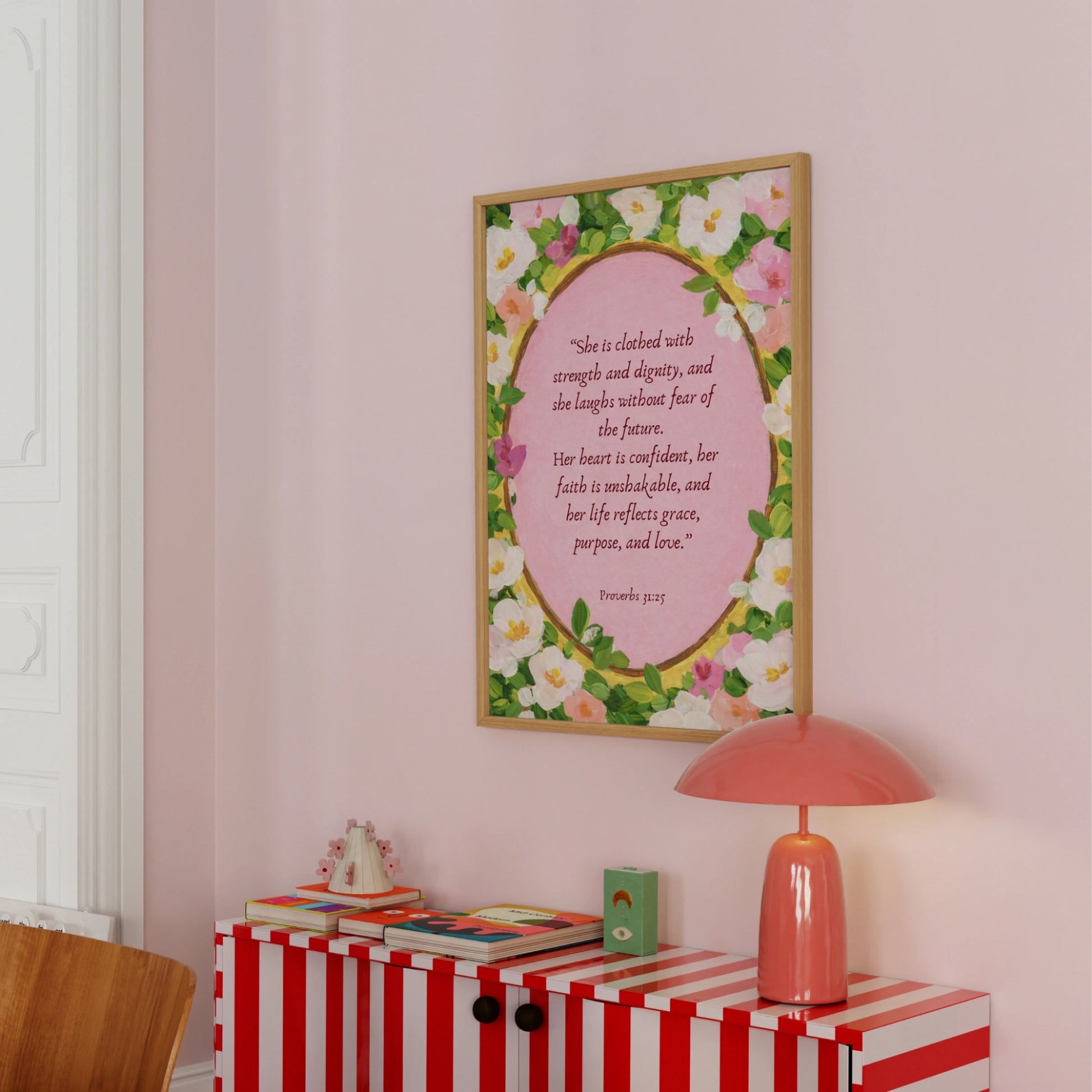 Décoration florale féminine avec versets bibliques