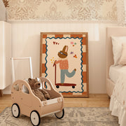 Vintage Bunny on Scooter – Póster infantil