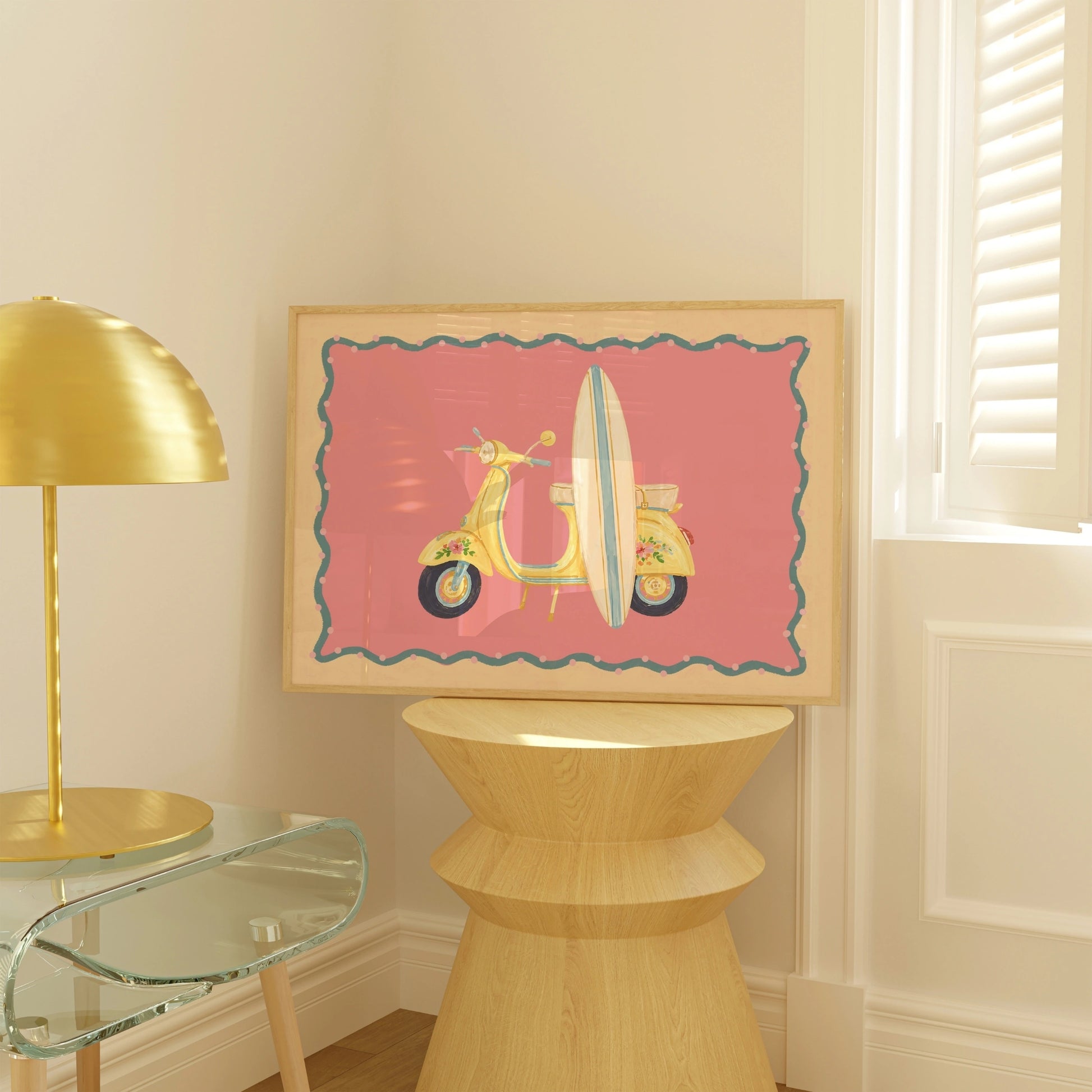 Surf Vespa Wall Art, Coastal Wall Decor