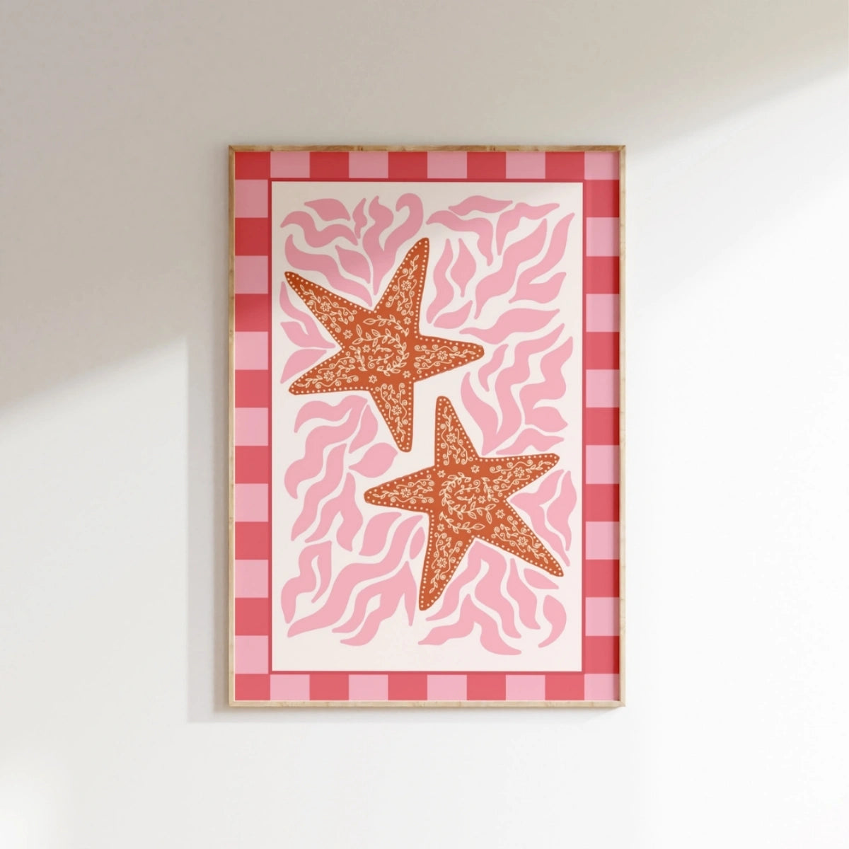 Pink Starfish Wall Art Print, Coastal Wall Decor