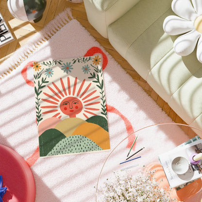 Sunrise Face Wall Art – Whimsical Sun Print