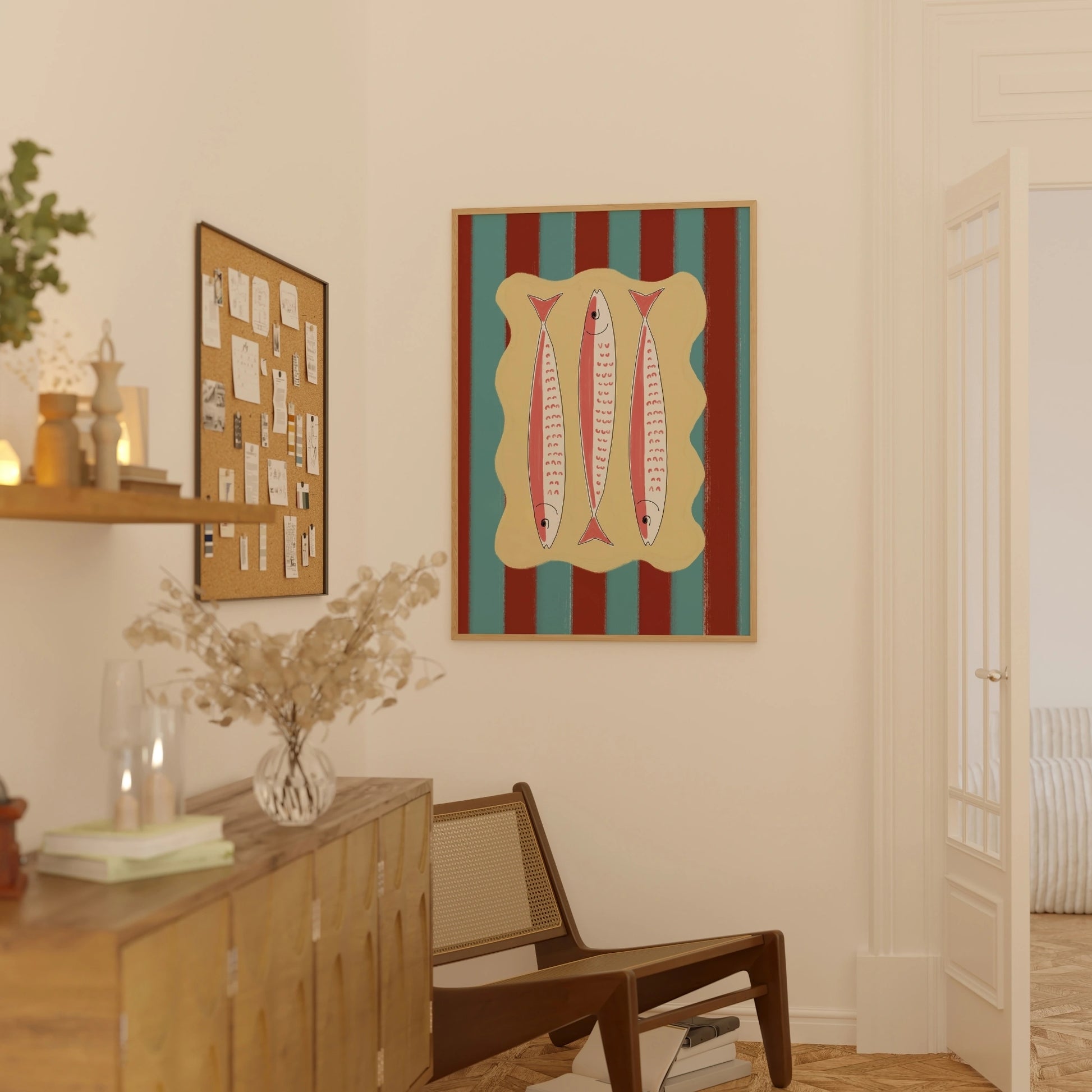 Decorazione murale per la tavola da pranzo italiana – Stampa di pasta, vino e cucina