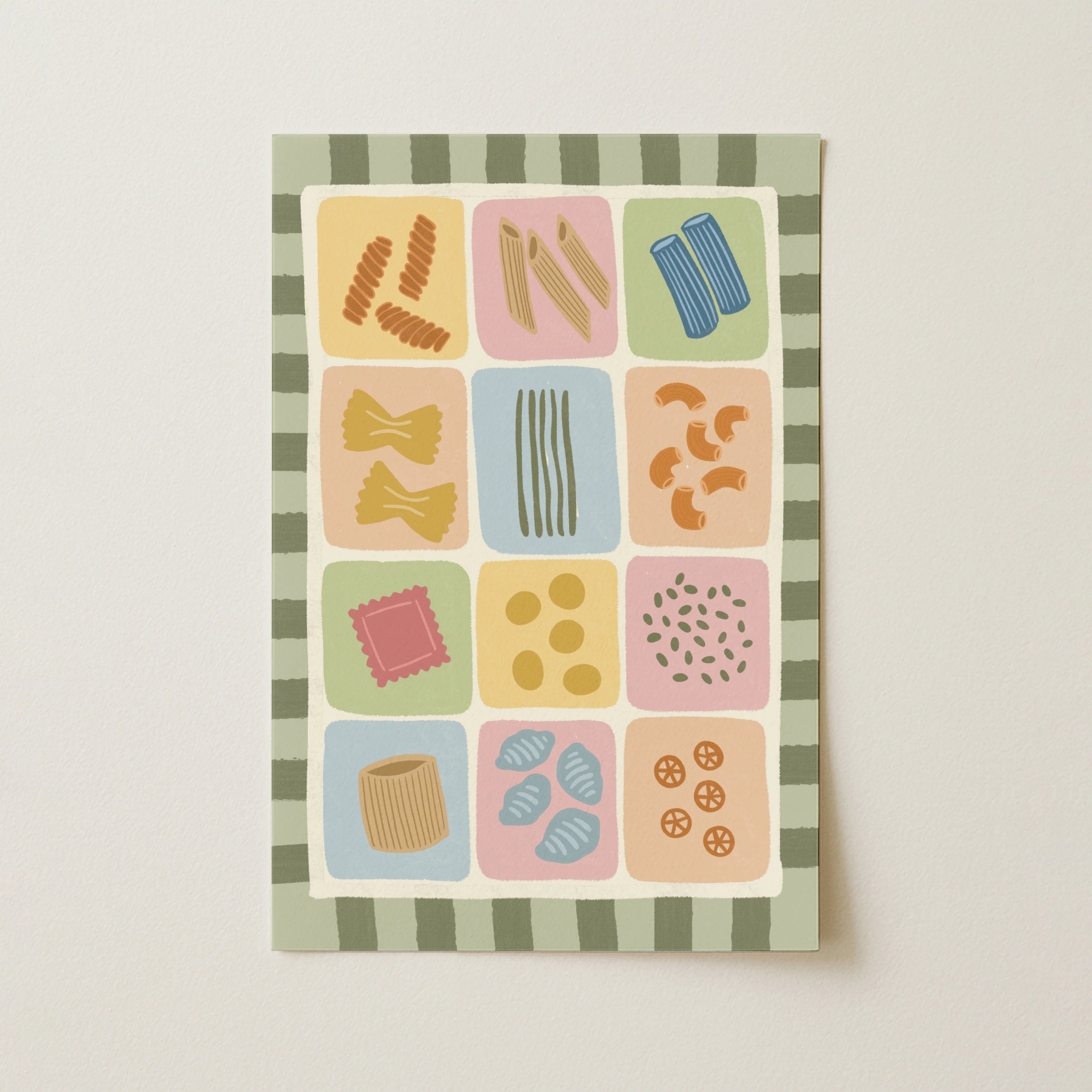 Poster con tabella illustrata della pasta colorata
