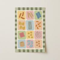 Poster con tabella illustrata della pasta colorata