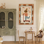 Vintage Bunny on Scooter – Póster infantil