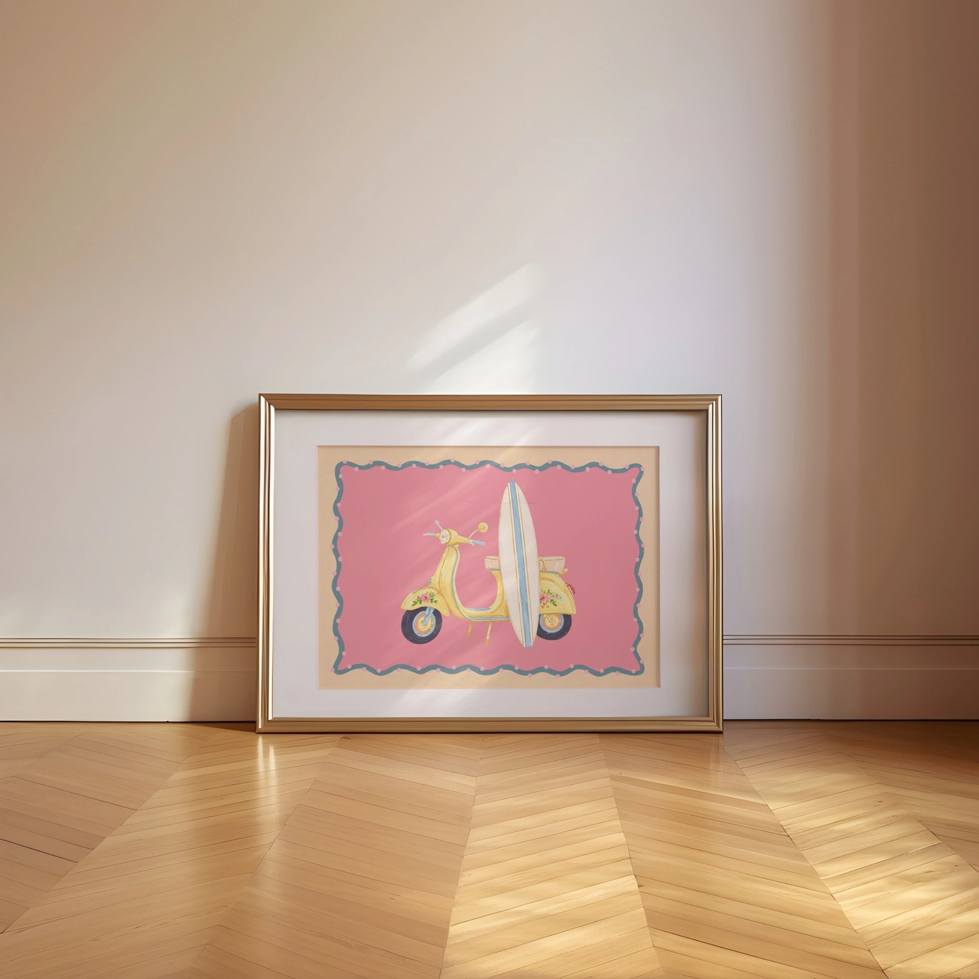 Surf Vespa Wall Art, Coastal Wall Decor