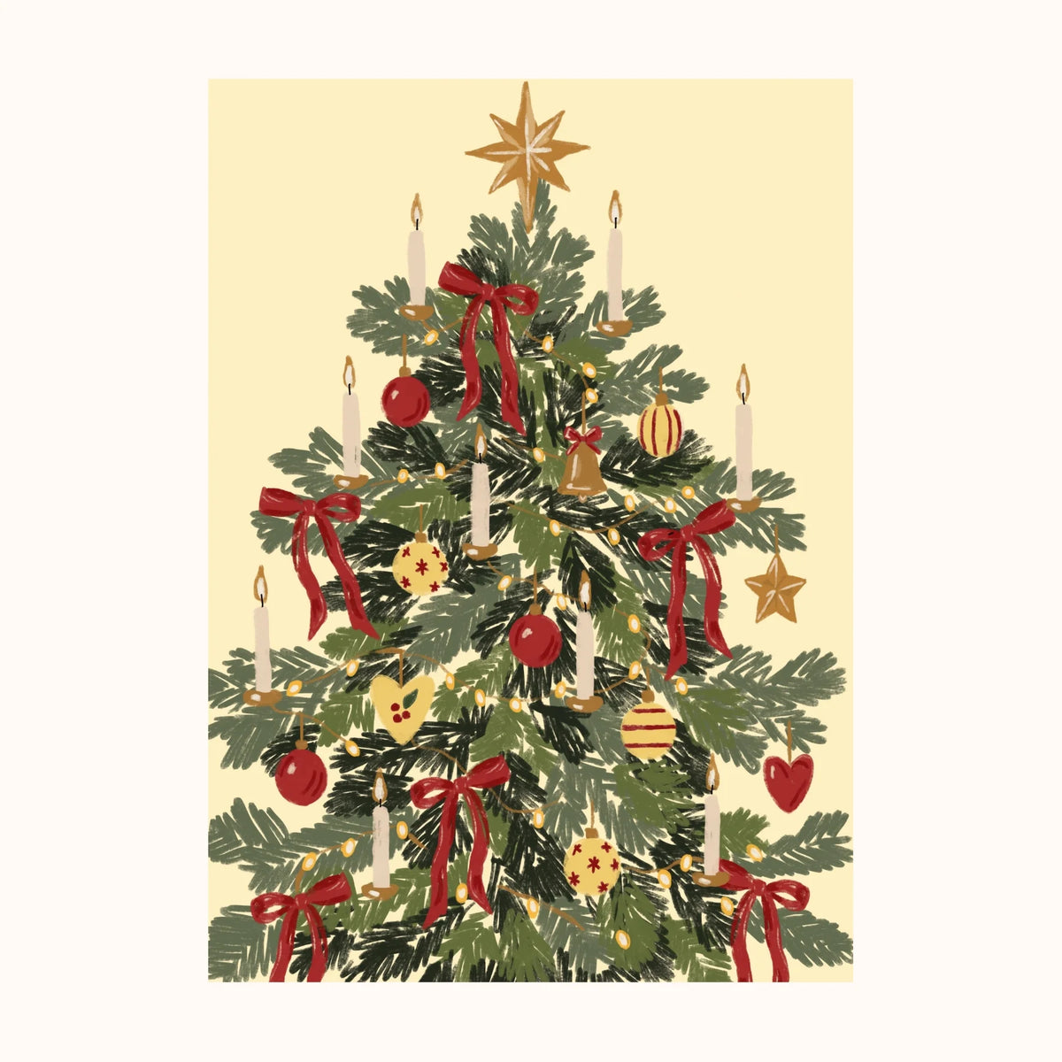 Árbol de Navidad y adorno vintage – Set de 2 pósters navideños