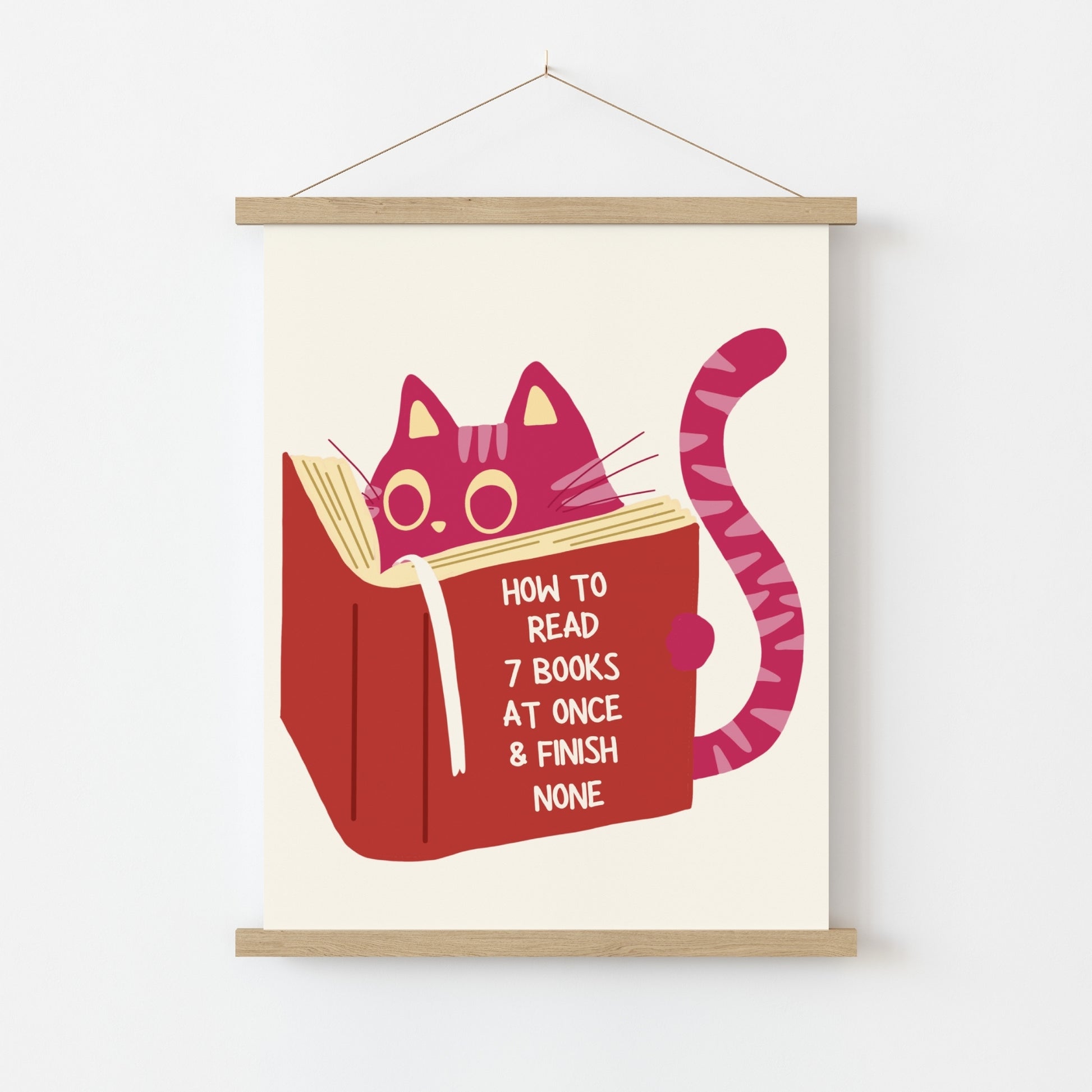 Cat Reading Print – Funny Book Lover Wall Art