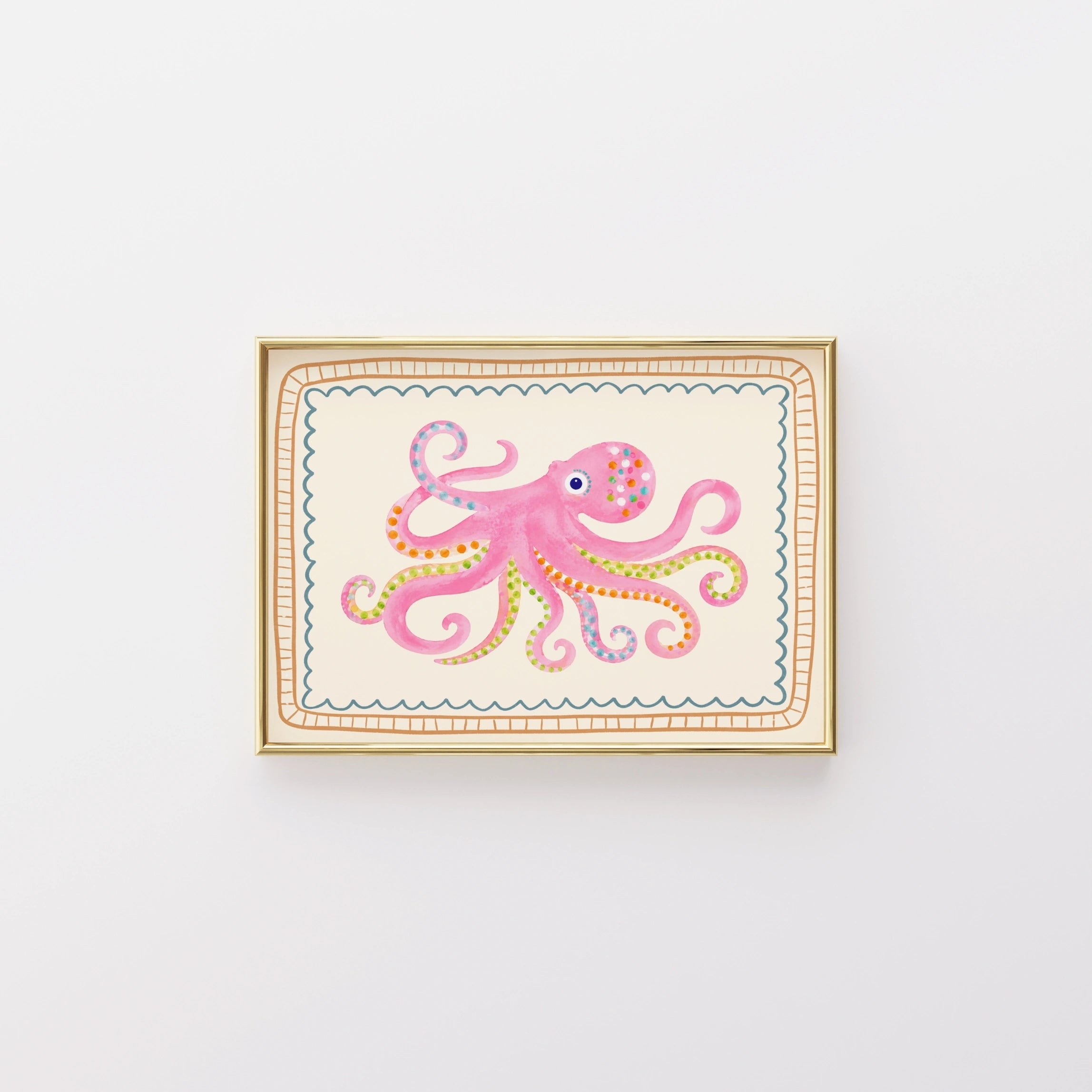 Arte De Pared De Pulpo Rosa