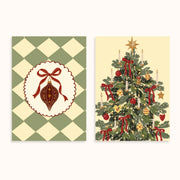 Vintage Christmas Tree & Ornament – Set di 2 poster natalizi
