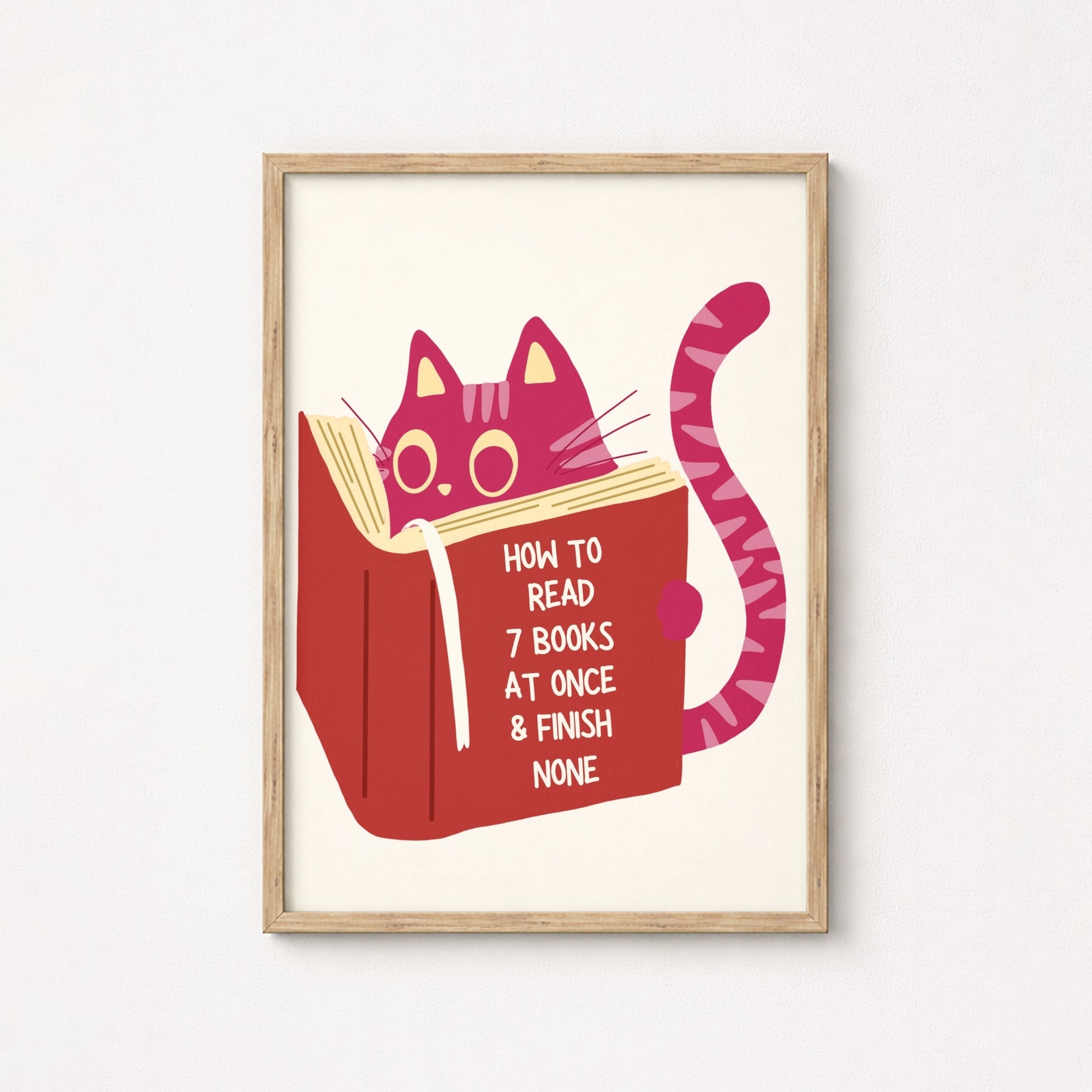 Cat Reading Print – Funny Book Lover Wall Art