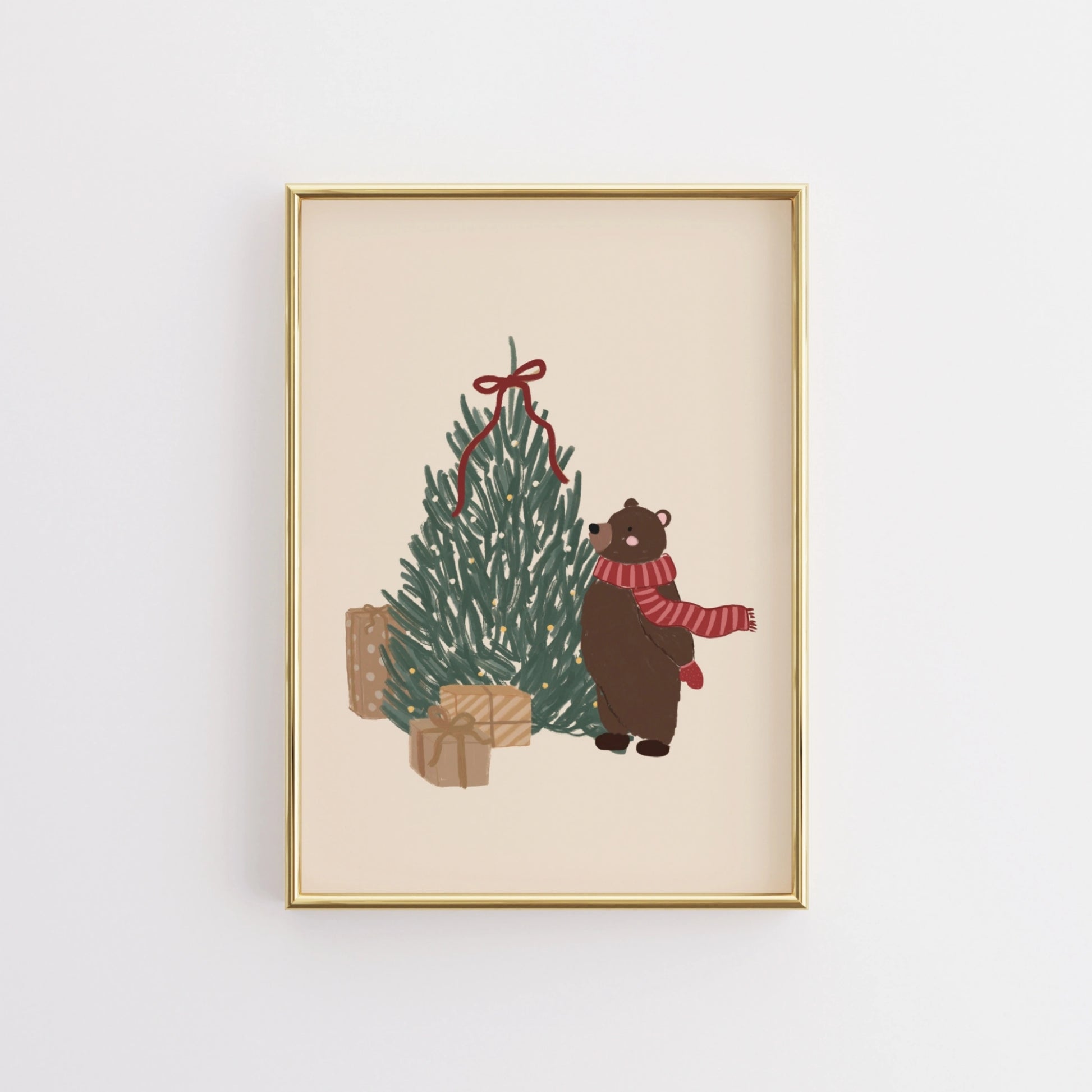 Christmas Bear with Tree Wall Art