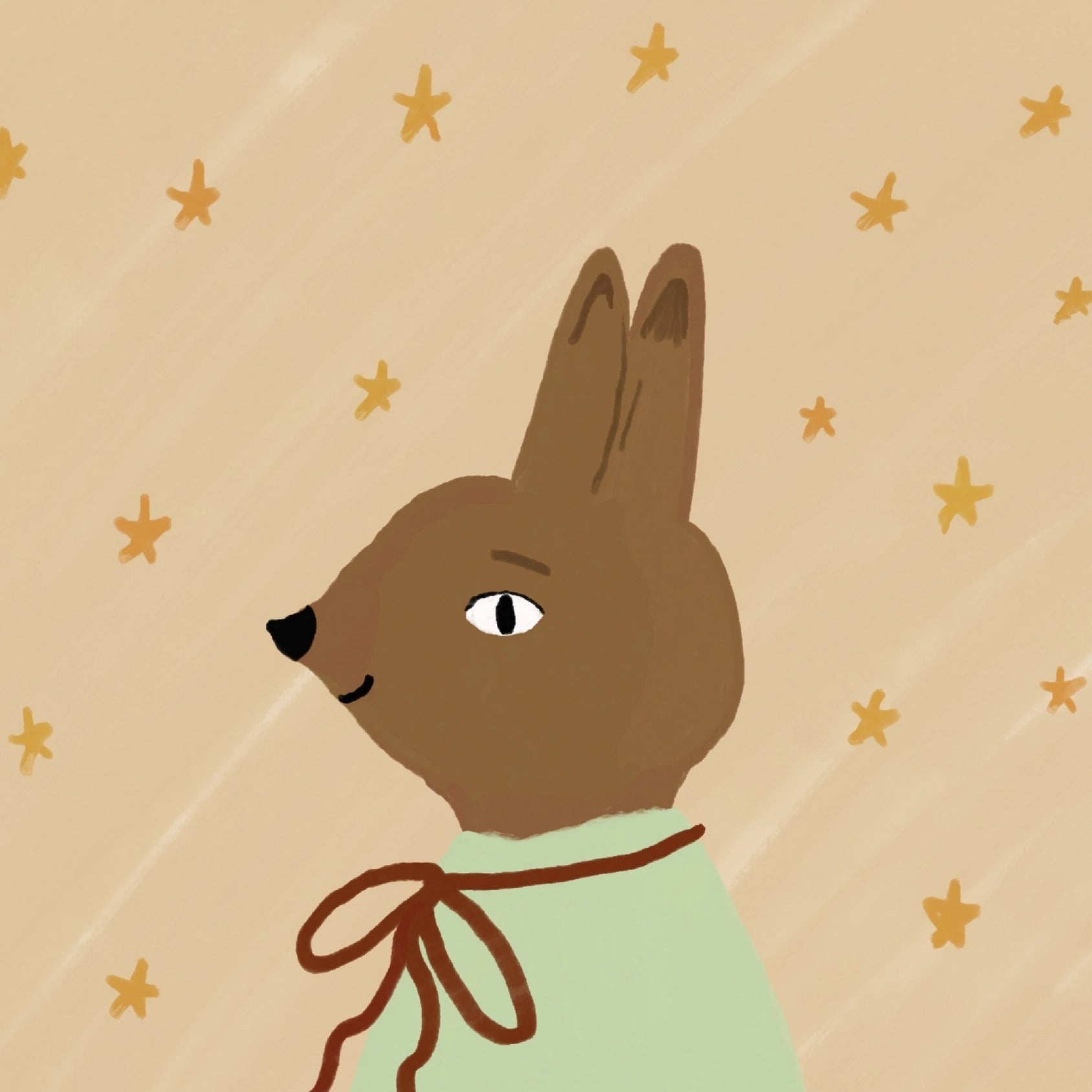 Stampa vintage per cameretta dei bambini con coniglietto