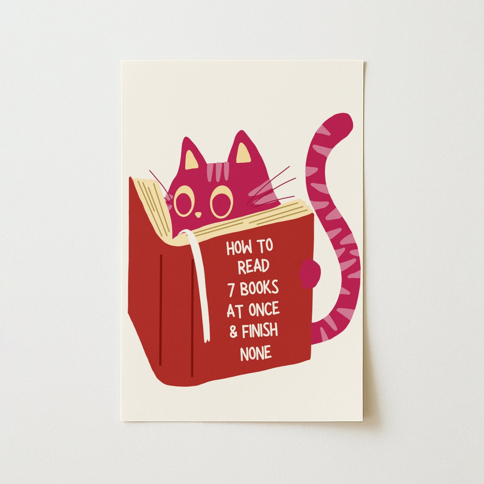 Cat Reading Print – Funny Book Lover Wall Art