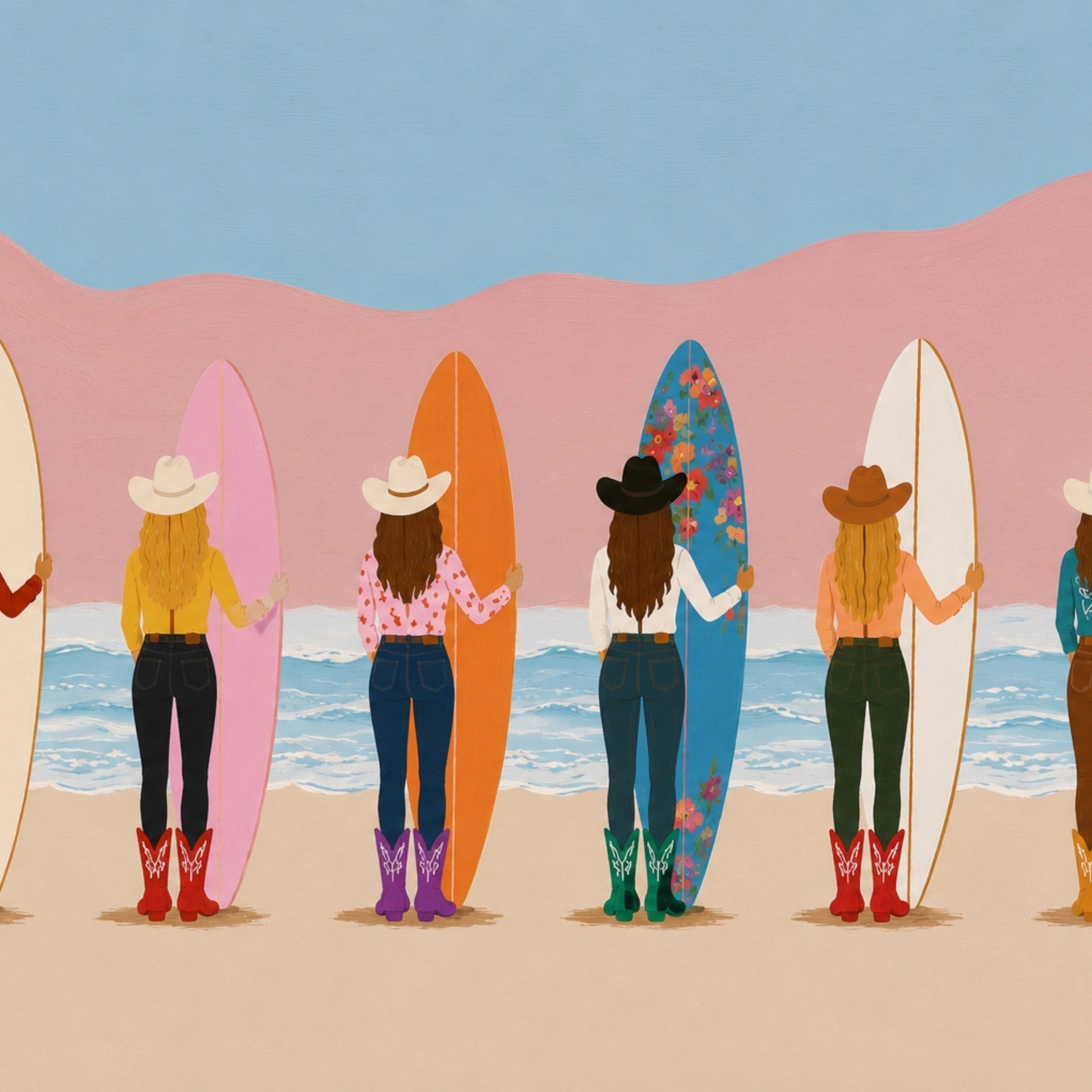 Coastal Cowgirl Surf Sisters Print