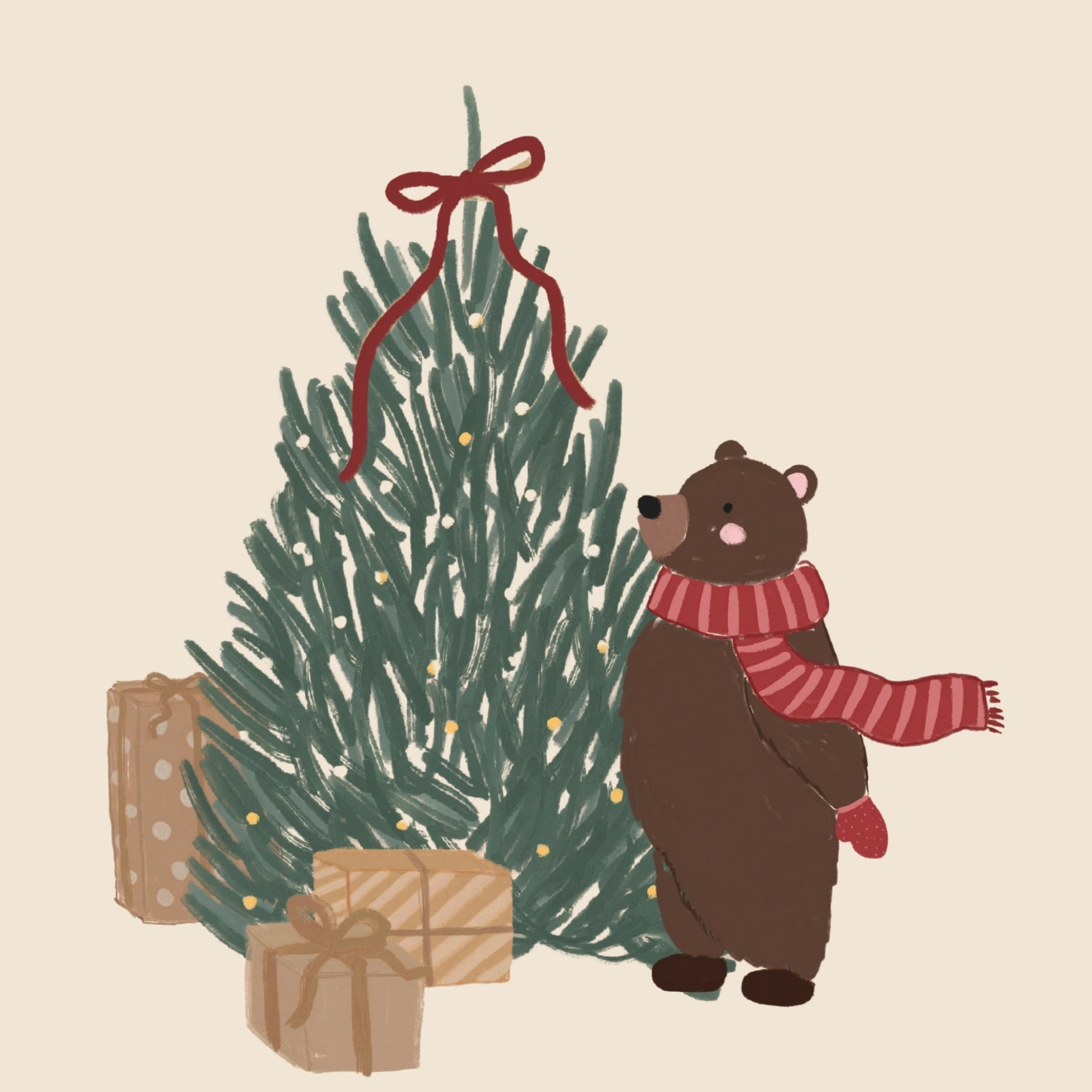 Christmas Bear with Tree Wall Art