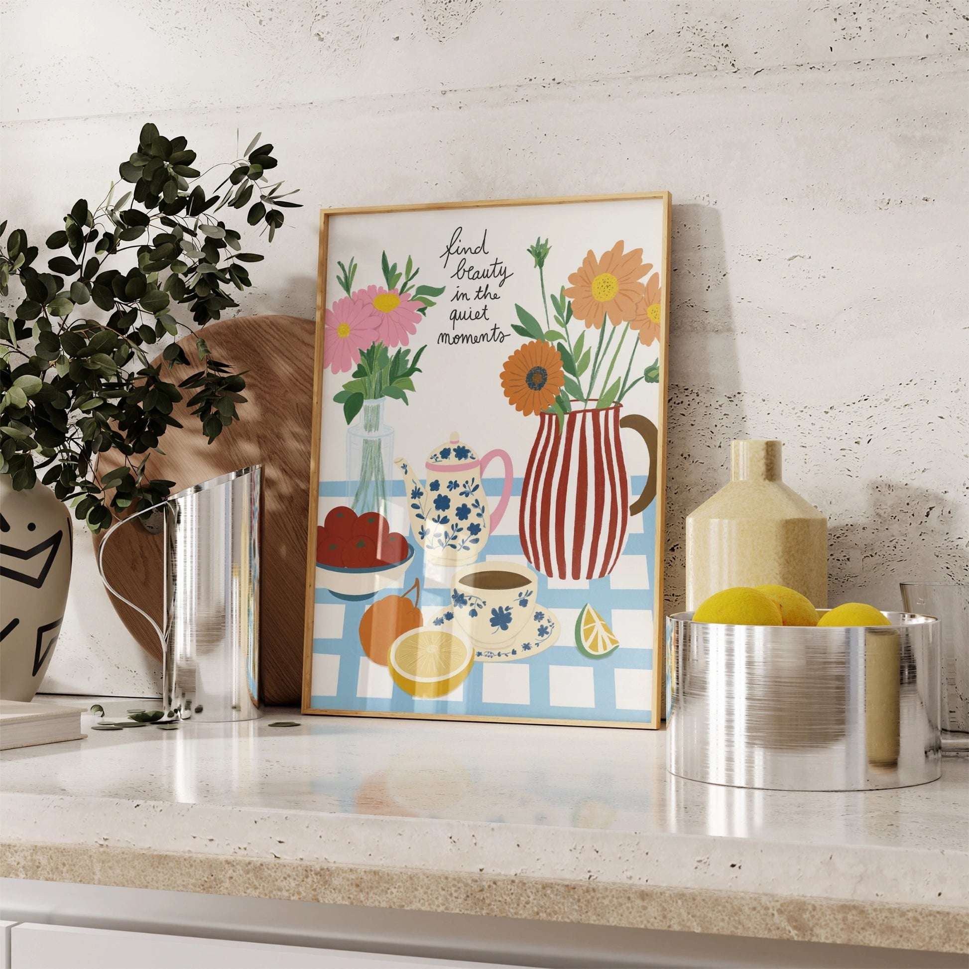 Decorazione murale per la tavola da pranzo italiana – Stampa di pasta, vino e cucina