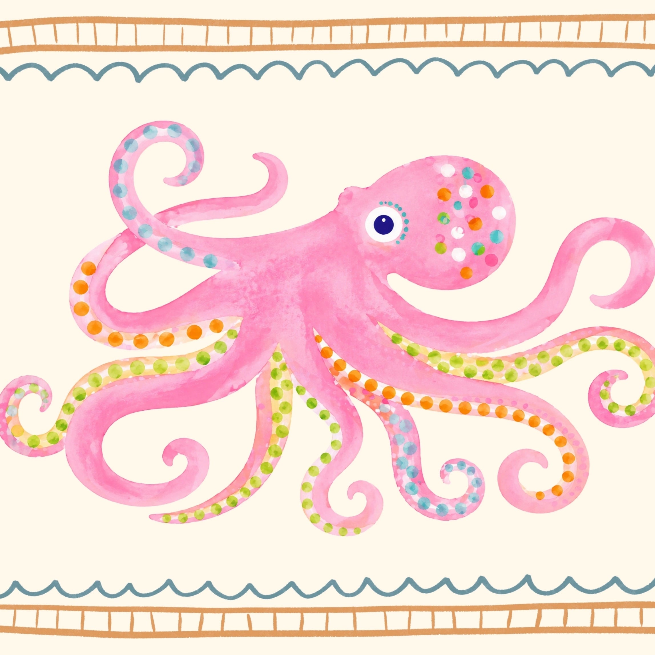 Arte De Pared De Pulpo Rosa