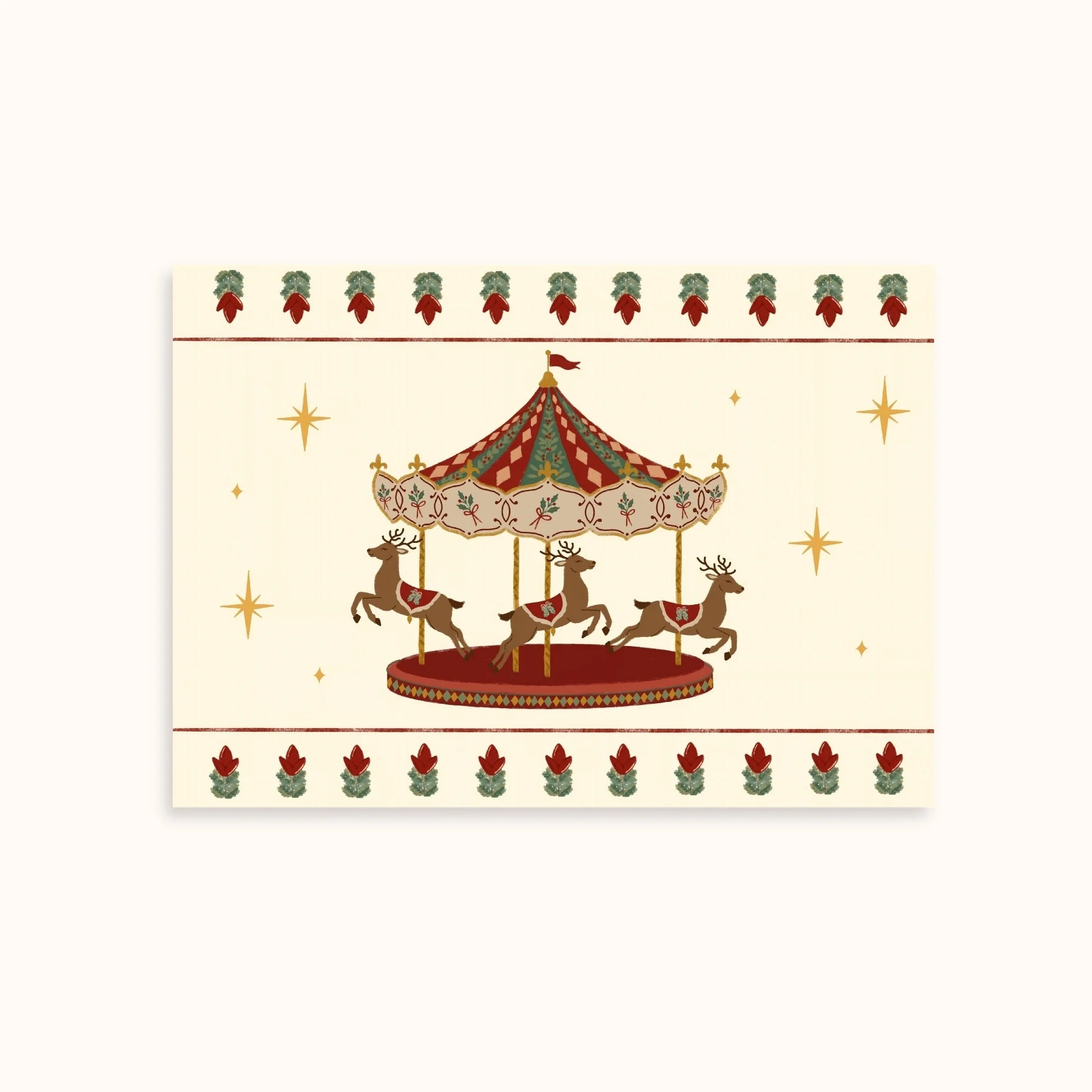 Carrousel de Noël et citation magique vintage – Lot de 2 affiches de Noël