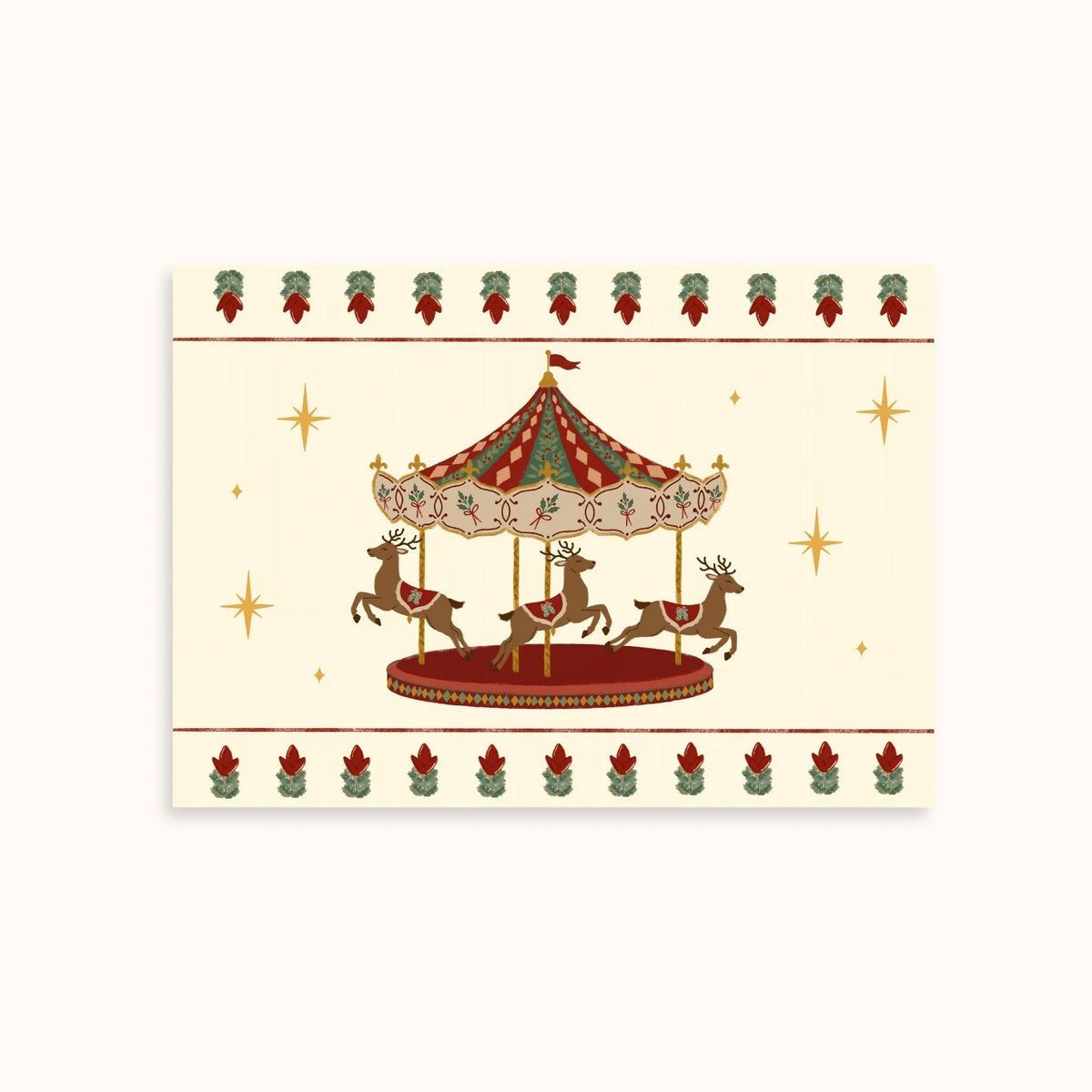 Carrusel navideño y frase mágica vintage – Set de 2 pósters navideños