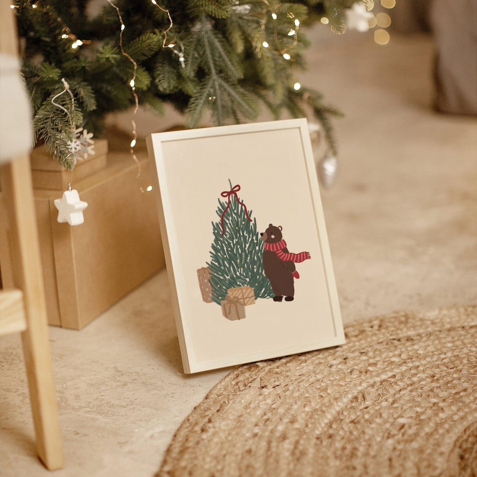 Christmas Bear with Tree Wall Art