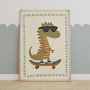 Cool Dinosaur Skateboard Art – Nursery & kids wall art