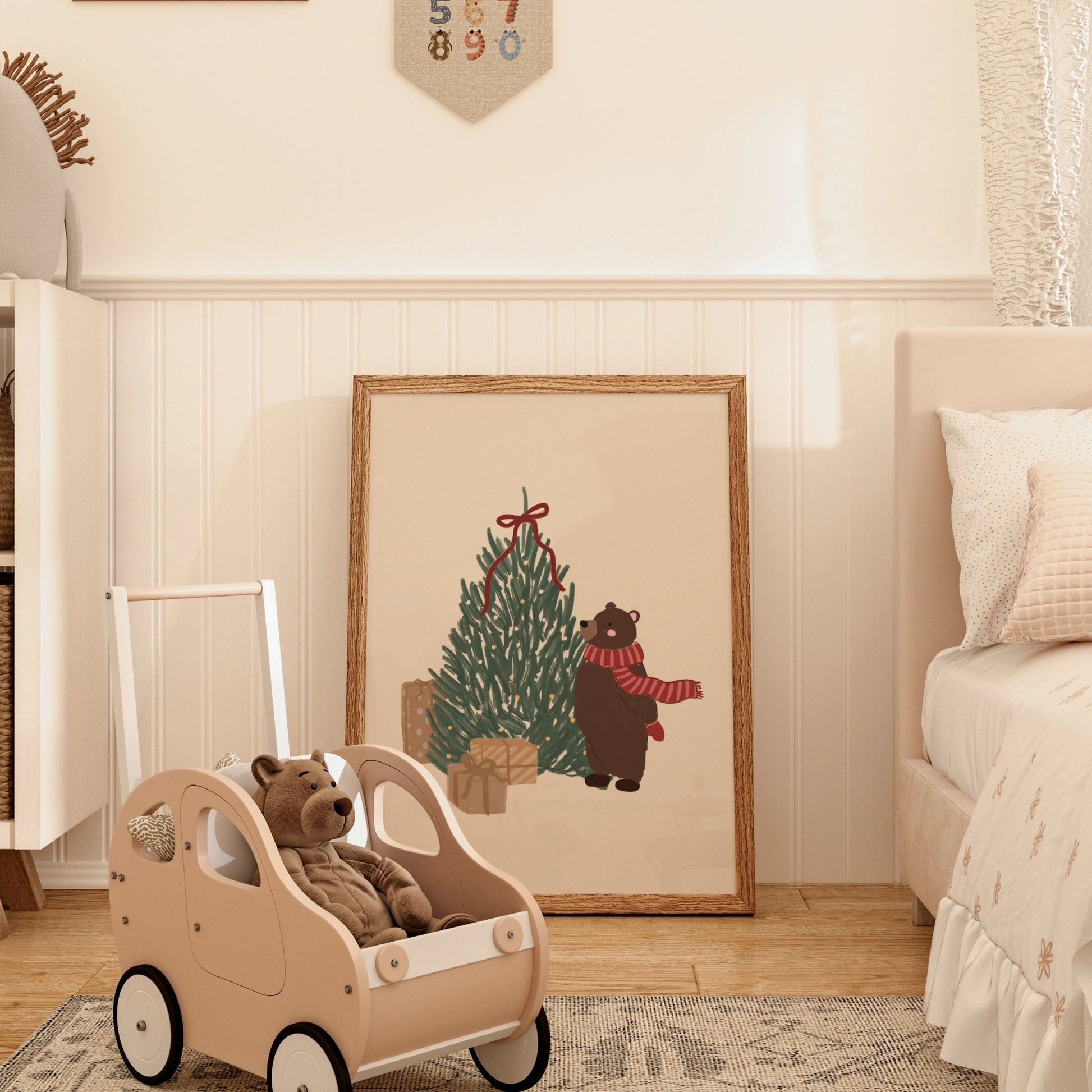 Christmas Bear with Tree Wall Art