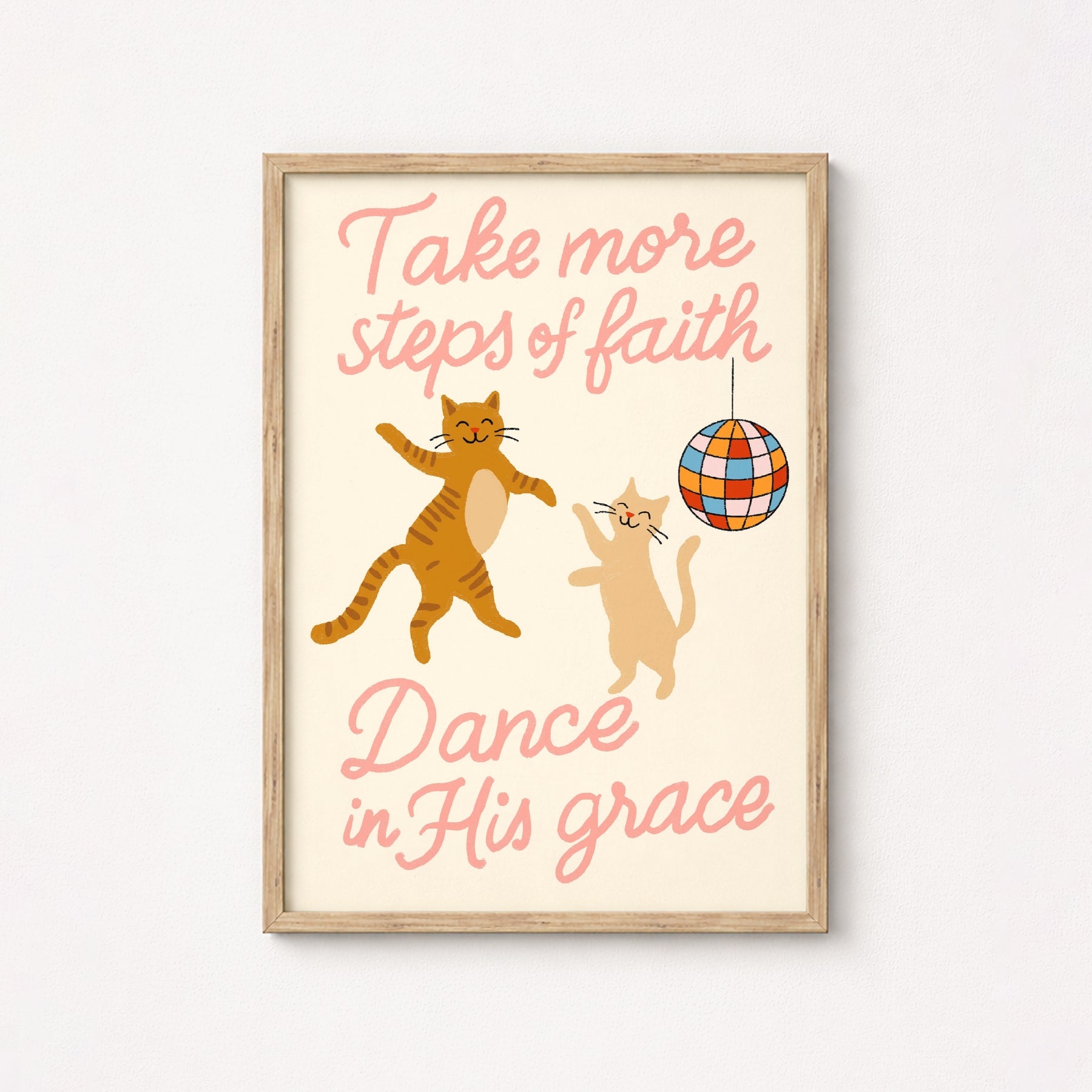 Danse dans Sa Grâce, Art mural chrétien – Impression de foi drôle de chat