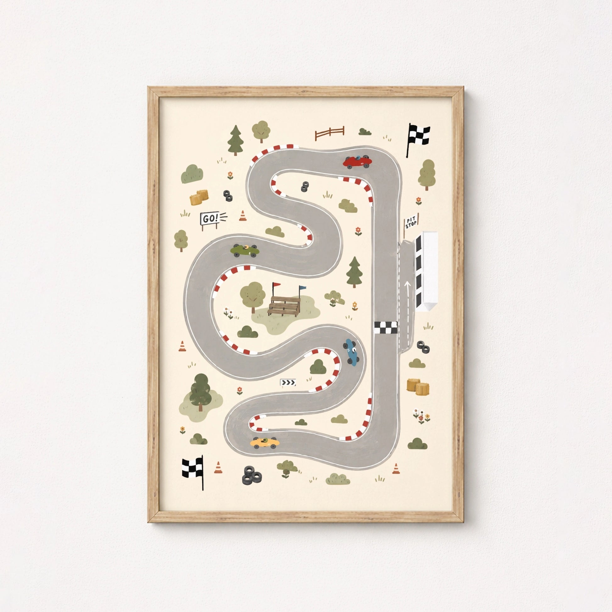 Race Car Track Nursery Print