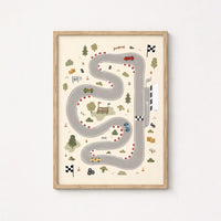 Race Car Track Nursery Print