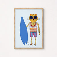 Surfer Cheetah Wall Art – Funky Maximalist Animal Print