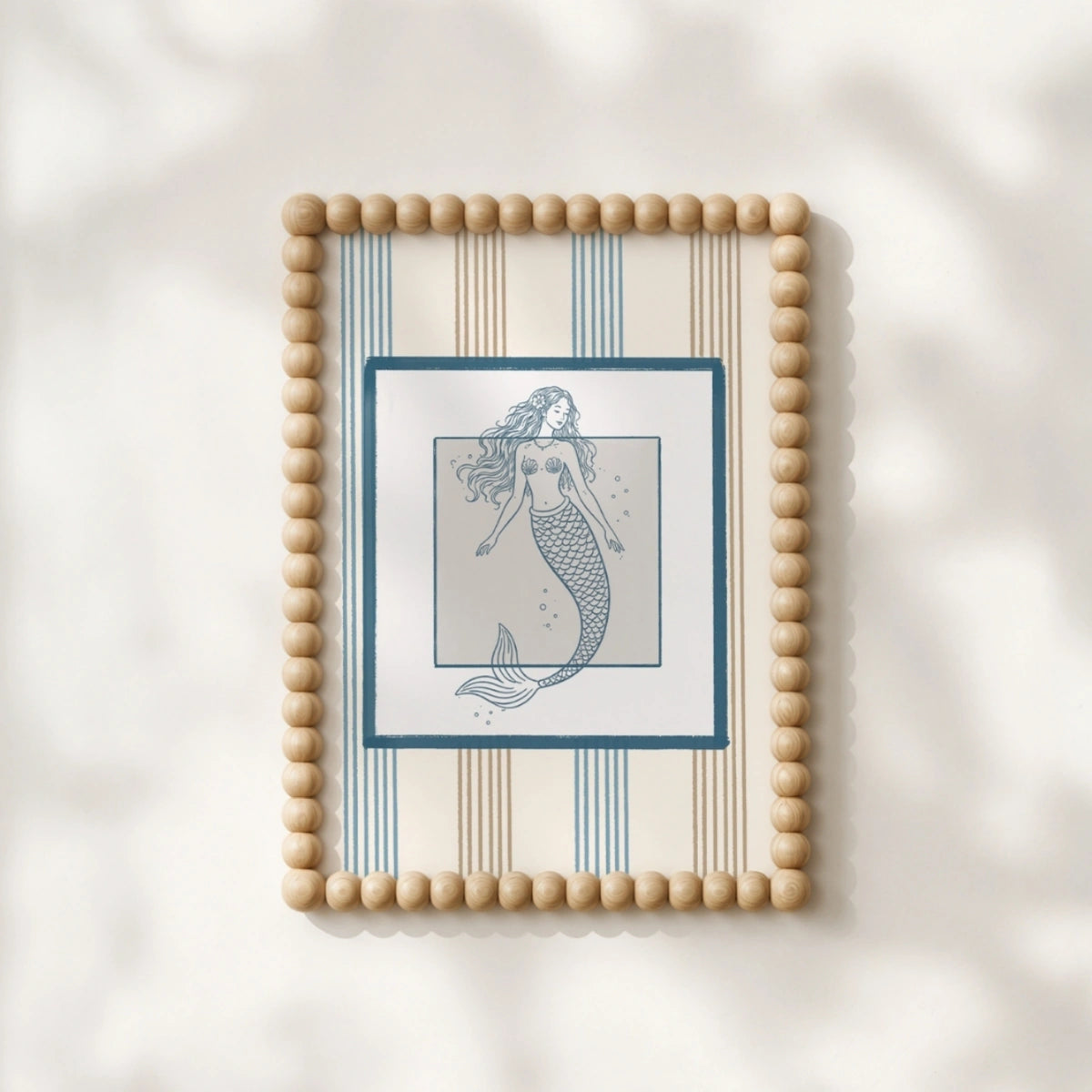 Vintage Summer Mermaid Wall Art, Coastal Wall Decor