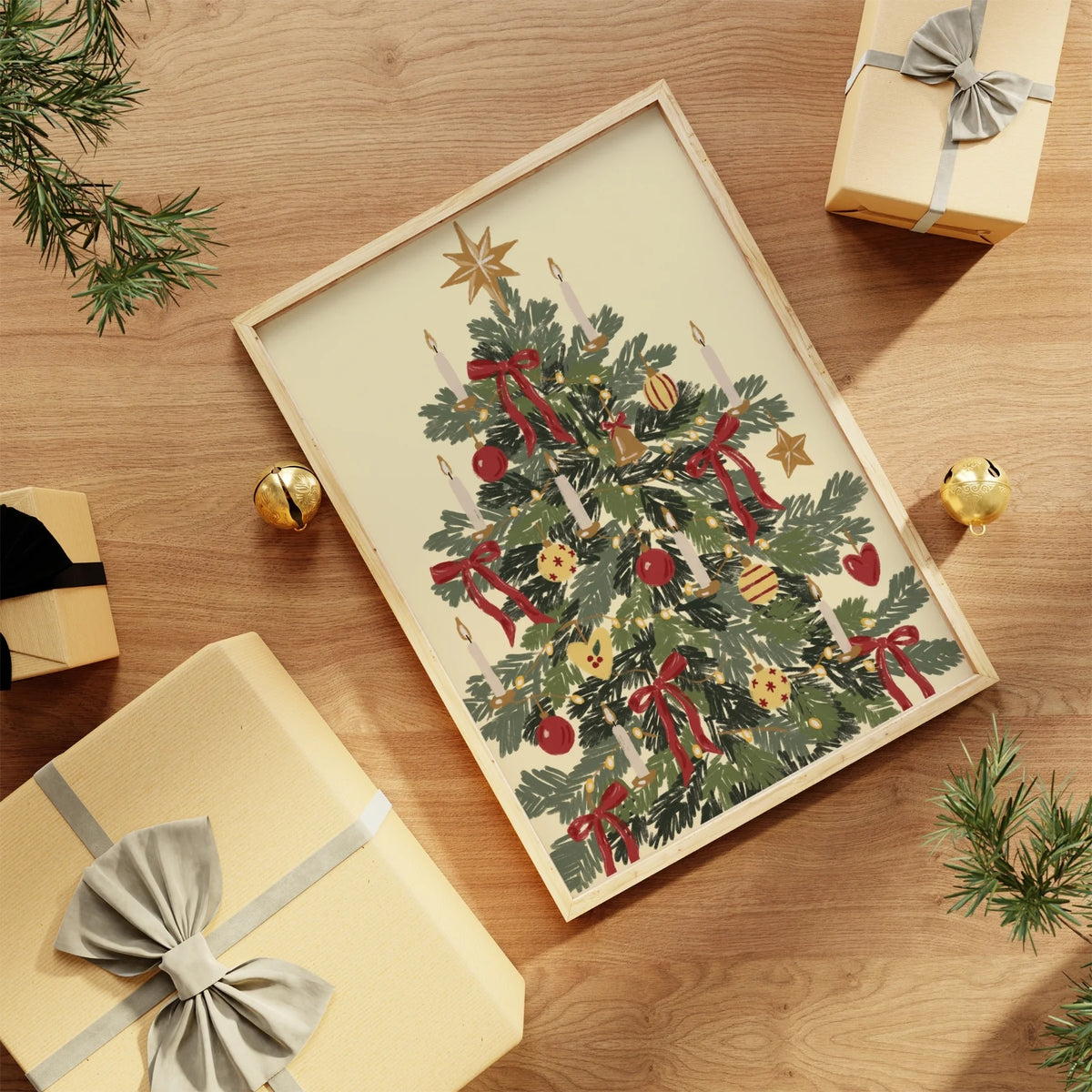 Christmas Tree with Vintage Ornaments – Póster de Navidad