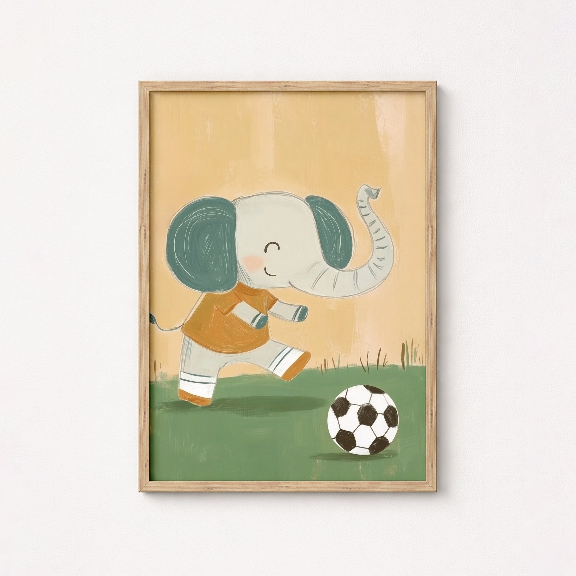 Lámina de Elefante Futbolista – Lámina de Fútbol para Cuarto Infantil