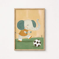 Lámina de Elefante Futbolista – Lámina de Fútbol para Cuarto Infantil