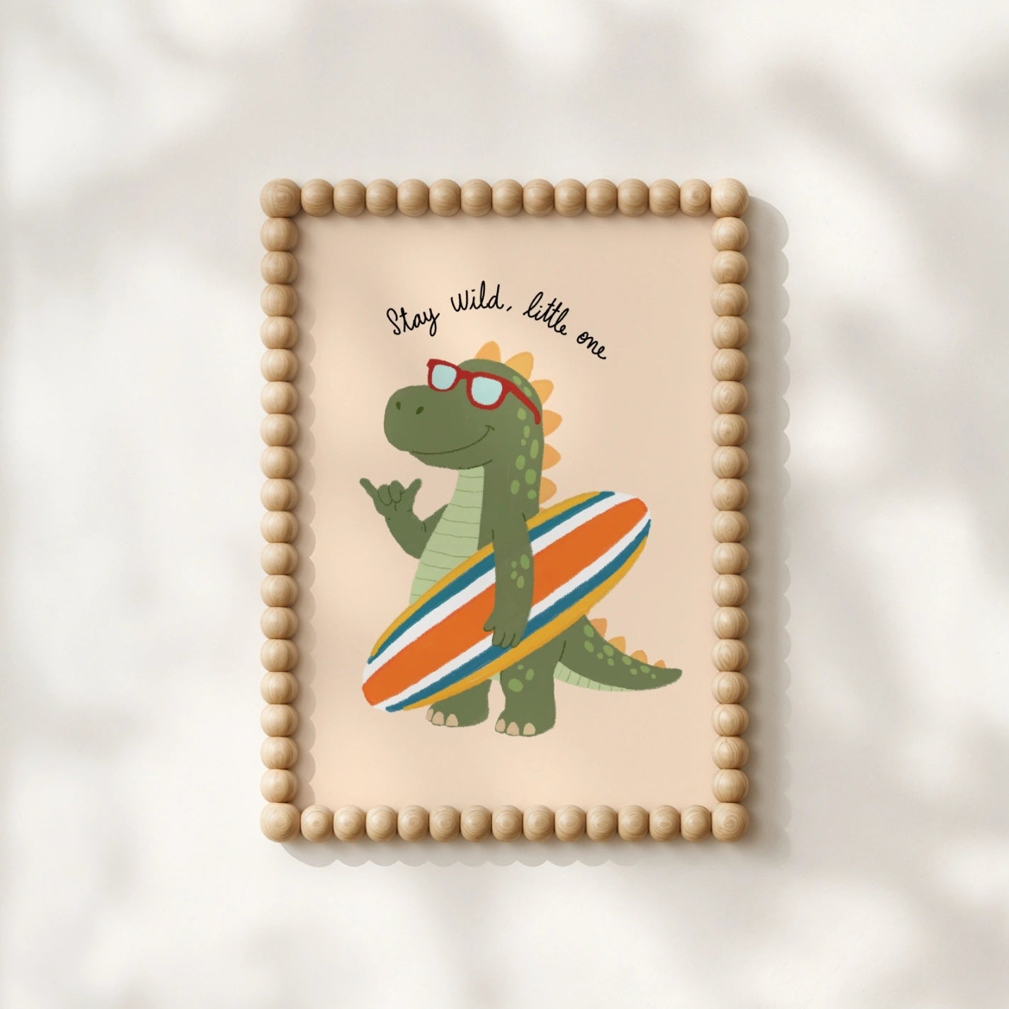 Surfing Dinosaur Nursery Print, Kids Sports Wall Art
