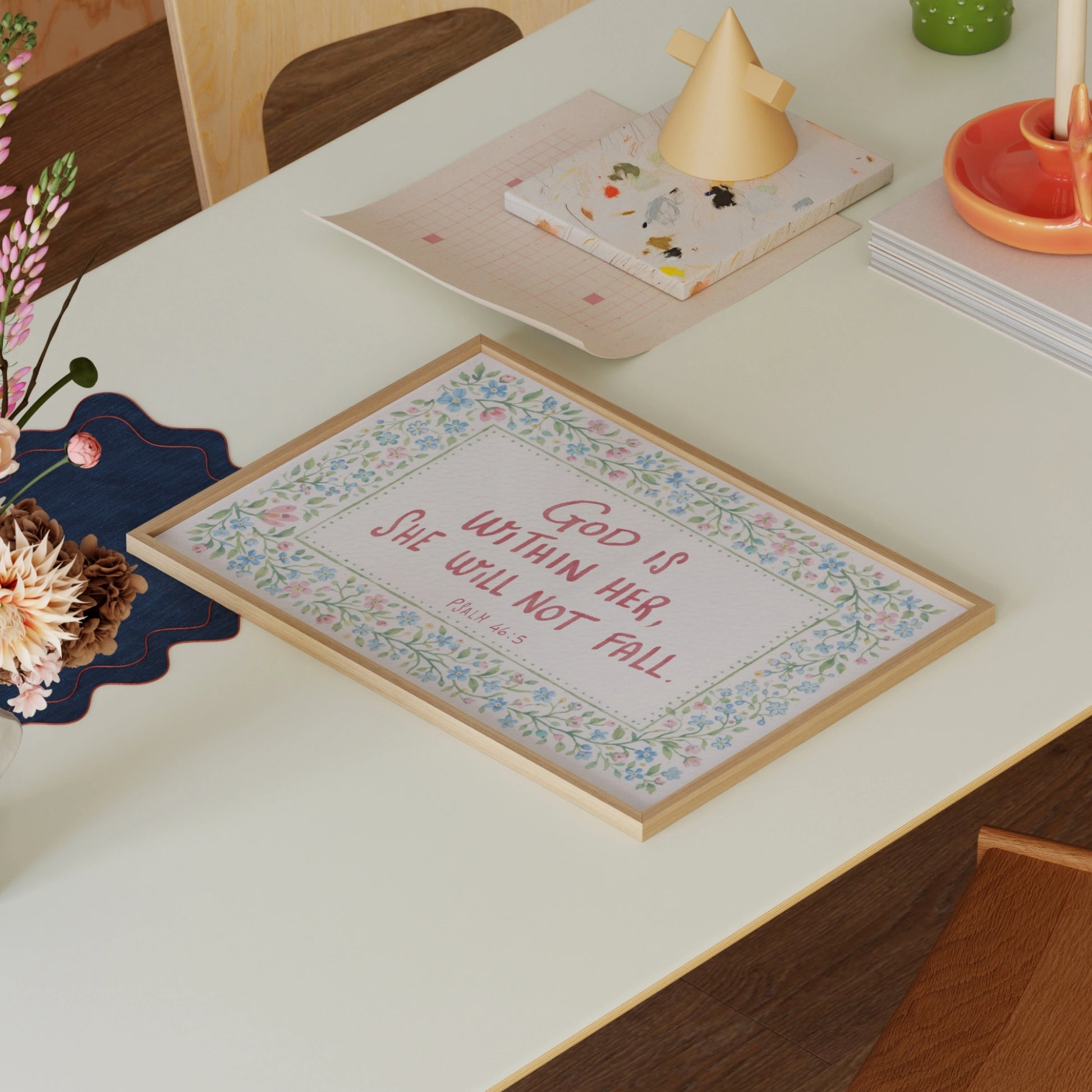 Décoration florale avec versets bibliques