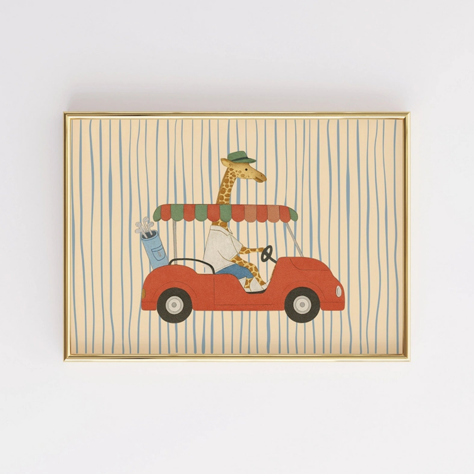 Giraffe Driving Nursery Print