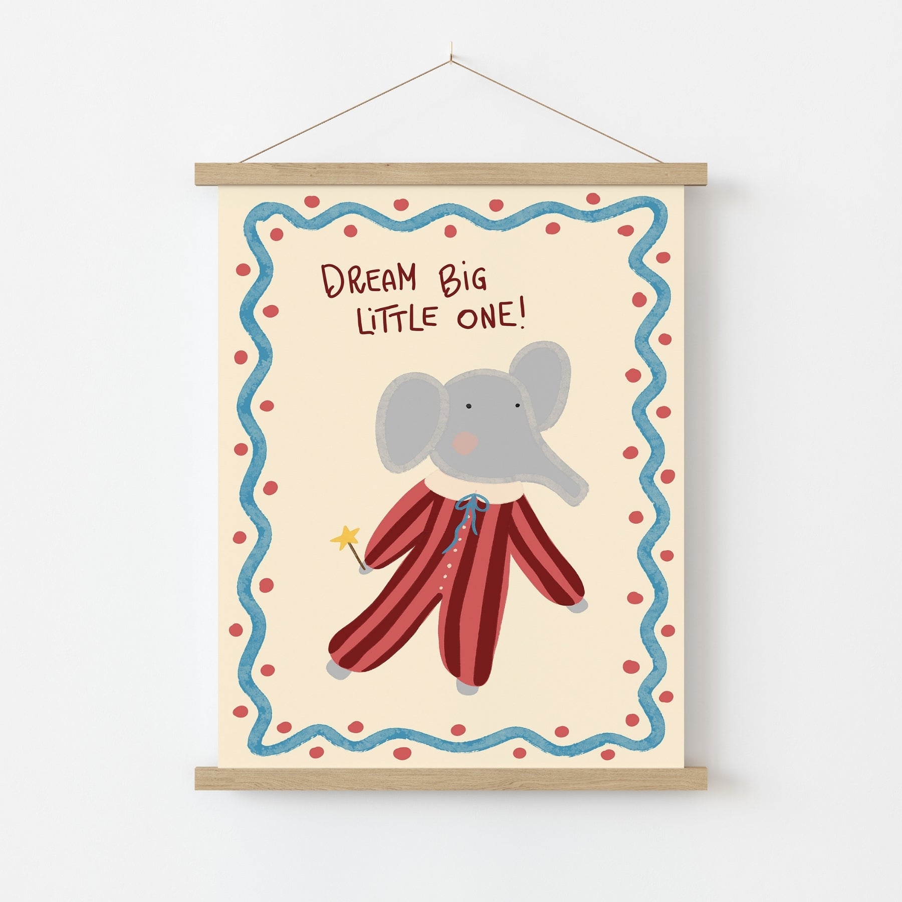 Impression de chambre d'enfant éléphant - Décoration murale Dream Big Little One